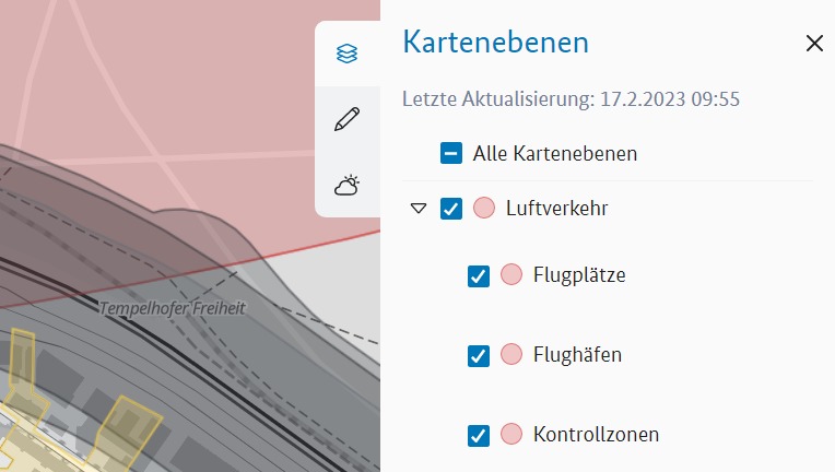 Screenshot mit eingeblendeten Kartenebenen Screenshot mit eingeblendeten Kartenebenen