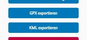 Schalter "GPX exportieren" und "KML exportieren" im Menü "Geometrie" Schalter "GPX exportieren" und "KML exportieren" im Menü "Geometrie"