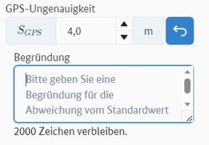 Numerisches Eingabefeld mit eingeblendeten Eingabefeld für eine Begründung bei Änderung des Standardwerts. Numerisches Eingabefeld mit eingeblendeten Eingabefeld für eine Begründung bei Änderung des Standardwerts.
