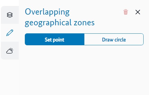 Menu: Overlapping geographical zones. Option: "Set point"