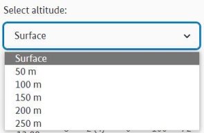 Selection of altitude dropdown Selection of altitude dropdown