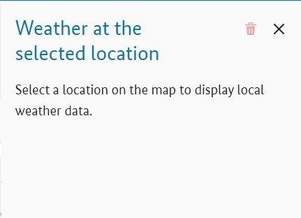 Weather at the selected loaction. Info text: Select a location on the map to display the local map.